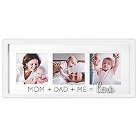 International Designs Mom Dad Me Love 4x4 3-Opening White Matted Photo Wall Frame with Love Word Attachment (3569-344)