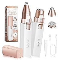 Facial - Eyebrow Hair Remover for Women: Rechargeable 2 in 1 Eyebrow Trimmer and Face Shavers for Women - Painless Electric Hair Removal Device for Face Eyebrows Peach Fuzz Lips with Light