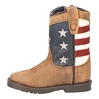 Stars & Stripes Series | Youth Western Boot | Square Toe | Genuine Leather | Rubber Sole & Block Heel | Leather Upper & Tricot Lining