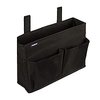 Surblue Bedside Caddy Hanging Bed Organizer Storage Bag Pocket for Bunk and Hospital Beds, College Dorm Rooms Baby Bed Rails, Camp 4 Pockets and 2 Hooks (Small, Black)