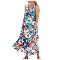 Resort Dresses for Women 2024 Summer Sleeveless Sundress Sexy Deep U Neck Formal Party Long Dress for Beach Travel