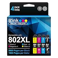 E-Z Ink (TM Remanufactured Ink Cartridge Replacement for Epson 802XL 802 T802XL T802 to use with Workforce Pro WF-4740 WF-4730 WF-4720 WF-4734 EC-4020 EC-4030 (1 Black, 1 Cyan, 1 Magenta, 1 Yellow)