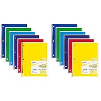 Mead Spiral Notebook 1-Subject, 70-Count, Wide Ruled, Assorted Colors, 12 Pack (05510)