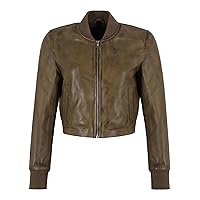 Women's Cropped Bomber Leather Jacket Short Body Style Casual Fashion Jacket 3098