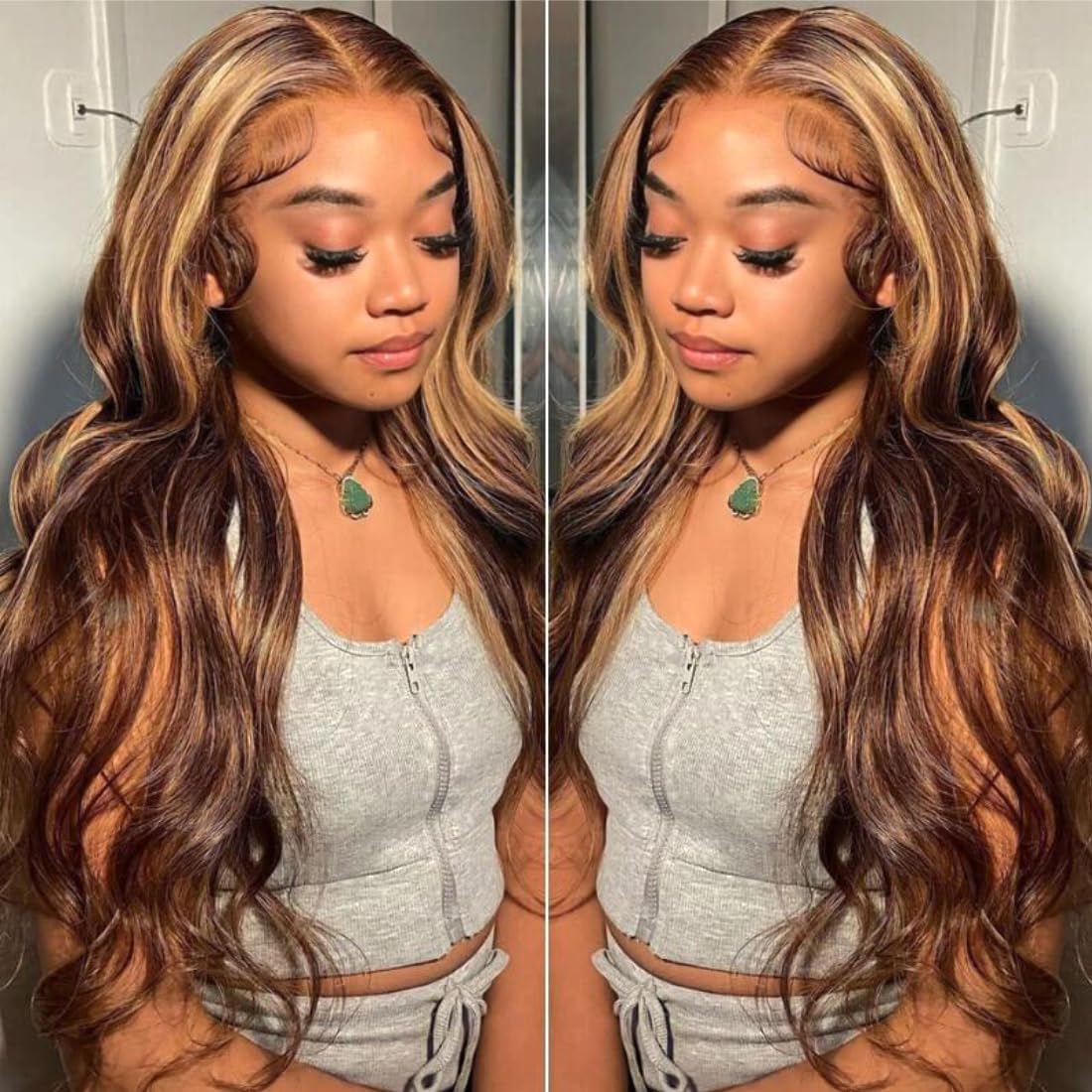 UNICE Bye Bye Knots Glueless Wig Body Wave 7x5 Invisible Knots Lace Front Wigs Human Hair Honey Blonde Highlight Pre Everything Wig Human Hair Pre Plucked Pre Cut 150% Density 22 inch