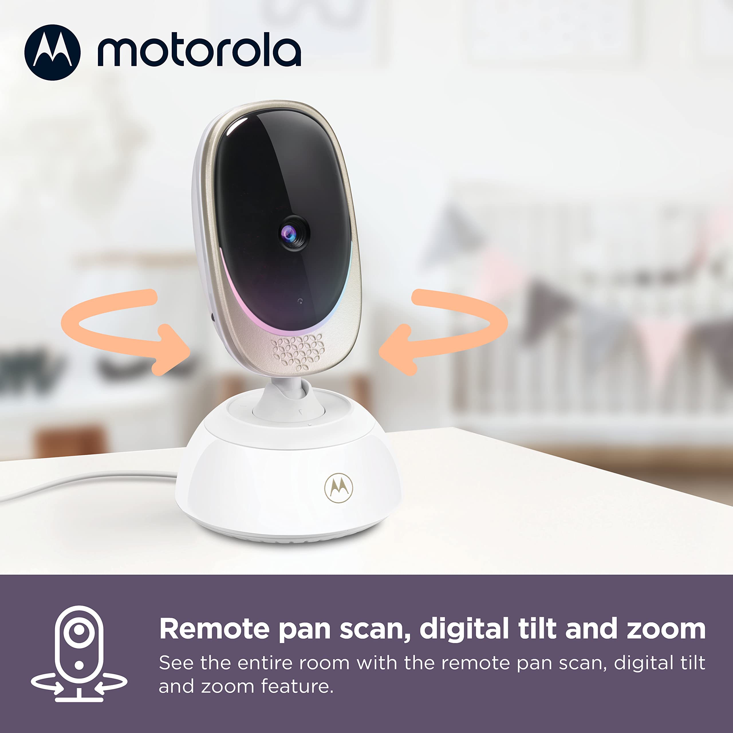 Motorola Baby Monitor VM85-5 WiFi Video Baby Monitor with Camera & Mood Light - Connects to Nursery App, 1000ft Range, 2-Way Audio, Remote Pan, Digital Tilt-Zoom, Temp, Lullabies, Night Vision