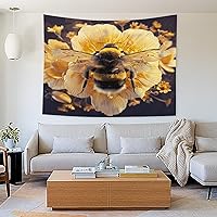 Buyidec Flowers Pollen Bee Tapestry Wall Hanging Art Deco Tapestries for Bedroom Living Room Dorm