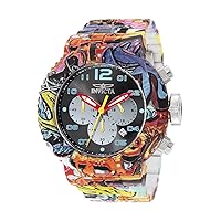 Invicta Men's 52mm Grand Pro Diver Chronograph Blue Hour Marks Hydroplated Graffiti Stainless Steel Watch (Model: 36779)