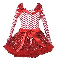 Petitebella Red White Chevron L/s Shirt Red Sequins Skirt Outfit Set 1-8y