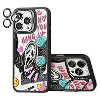 Casevivid Compatible for iPhone 15 Pro Max Case with Stand Cute Aesthetic - Durable Fashion Funny Phone Case - Girly Scream Skeleton Skull Cover Design for Woman Girl 6.7