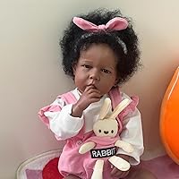 TERABITHIA Soft Touch Weighted Baby Realistic Reborn Girl Doll in Black Skin - 20Inches Rooted Hair African American Lifelike Newborn Baby Collectible Art Dolls That Look Real and Feel Real