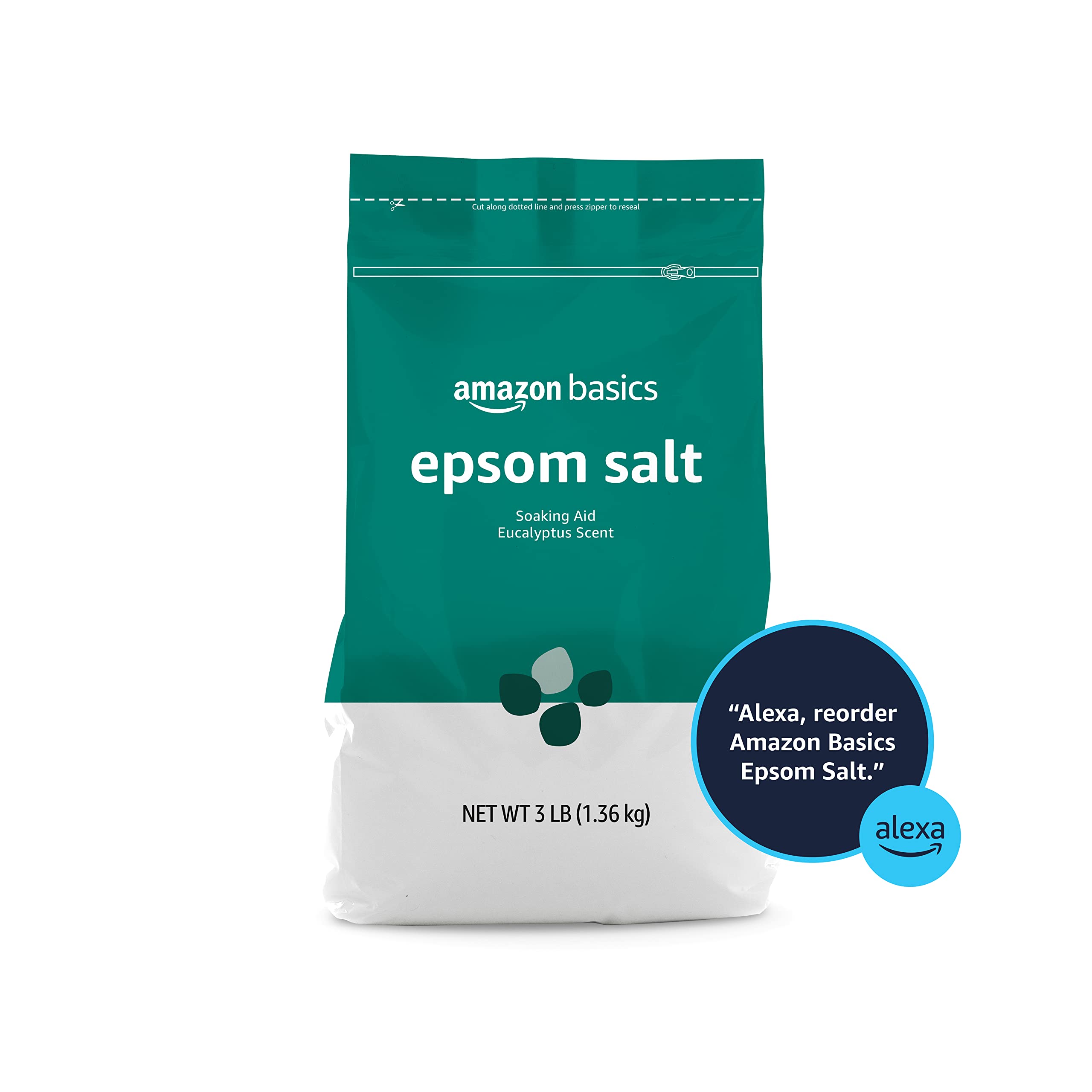 Amazon Basics Epsom Salt Soaking Aid, Eucalyptus Scented, 3 Pound (Previously Solimo)