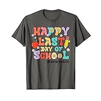 Retro Groovy Happy Last Day Of School Librarian Life Gifts T-Shirt