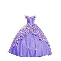 Fashion 3D Floral Flowers Ball Gown Quinceanera Dresses Off The Shoulder Lace Tulle Cocktail Prom Dress 2024