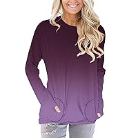 Angerella Women's Casual Loose Fit Pocket Shirts Printed Tops