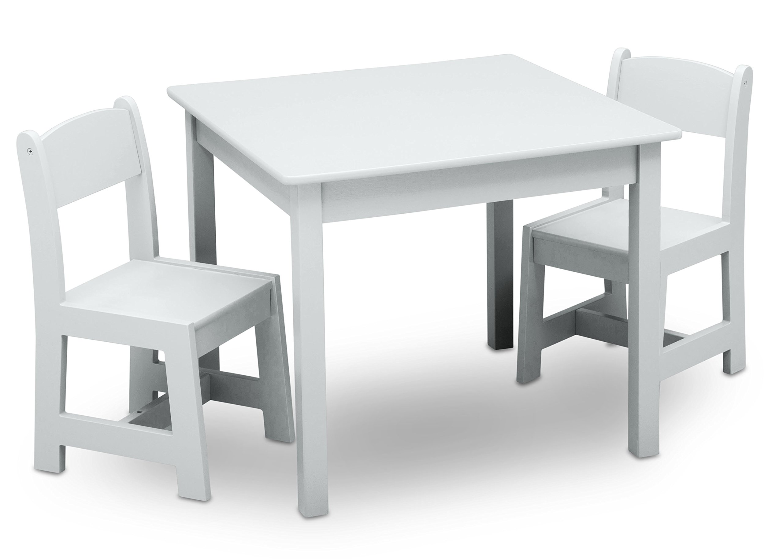 Delta Children MySize Kids Wood Table and Chair Set (2 Chairs Included) - Ideal for Arts & Crafts, Snack Time, & More - Greenguard Gold Certified, Bianca White, 3 Piece Set