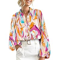 LOLONG Womens Button Down Long Sleeve Tops Dressy Casual Fall Print Shirts Bussiness Work Blouses