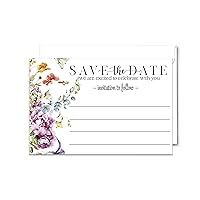 Paper Clever Party Wildflower Save the Date with Envelopes, All Occasion Cards for Wedding Invitations, Birthday, Graduation, Rustic Floral, 3.5x5, 25 Pack