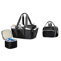 Fasrom Wearable Breast Pump Bag with Cooler Compartment and Ice Pack Bundle with Breast Pump Caddy Organizer Bag with Breastmilk Cooler