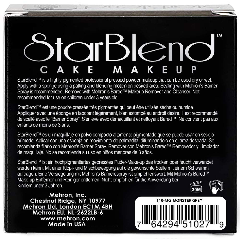 Mehron Makeup StarBlend Cake (2 Ounce) (Monster Grey)