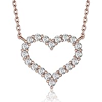 MomentWish Heart Necklace for Women, Valentine's Day Gift for Her, 0.6Carat Moissanite Necklace, S925 Sterling Silver Rose Gold Necklace for Christmas Birthday