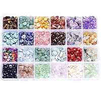 Natural Chip Stone Beads 24 Colors 1200 Pieces Irregular Gemstones Healing Crystal Loose Rocks Bead Hole Drilled DIY for Bracelet Jewelry Making Crafting (4-8mm)