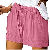 Women's Drawstring Shorts Summer Casual Comfy Shorts Elastic Waist Baggy Shorts with Pocket Trendy Cute Short Pants