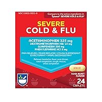 Rite Aid Severe Flu and Cold Relief Caplets - 24 Count | Pain Relief | Congestion Relief | Fever Reducer | Sinus Medicine for Adults | Decongestants for Adults | Cold and Flu Medicine for Adults