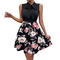 Women's Summer New Printed Short Skirt Bow Tie Dress Plus Size Dresses for Women