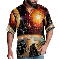 Hawaiian Shirts, Men's Casual Button-Down Shirts, Hawaiian Shirts for Women, Universe Space Planet Cartoon Sun