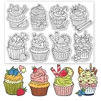 GLOBLELAND Cupcake Clear Stamps Cupcake Decorative Clear Stamps Silicone Stamps for Card Making and Photo Album Decor Decoration and DIY Scrapbooking