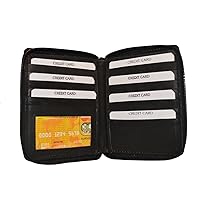 LB LEATHERBOSS Mens Leather All Around Zipper Wallet (Black)