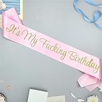 It's My Birthday Sash, Pink and Gold Glitter Birthday Sash for Birthday Girl and Birthday Queen, Quarter-Life Crisis Birthday Decorations for Women