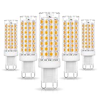 No Flicker G9 Led Bulbs Dimmable 6W Soft Warm White 2700K,40W 50W 60W Halogen Equivalent,AC120V Dimmable G9 T4 LED Bulb for Chandelier Pendant Ceiling Wall Light,600LM,360Deg(5Pack)