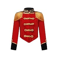 Kids Boys Girls Circus Ringleader Costume Long Sleeve Front Zipper Marching Band Uniform Tassel Fancy Jacket Coat