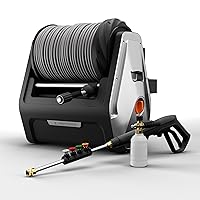 Giraffe Tools Grandfalls Pressure Washer Plus+, Electric Wall Mounted Power Washer with 100FT Replaceable Pressure Hose, for Resident Cleaning, Dark Silver