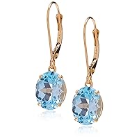 Amazon Collection 14k Gold 8 x 10mm Oval Gemstone Dangle Earrings for Women with Leverbacks