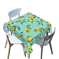 Fruit Pattern Tablecloth Square,Lemon Theme,Waterproof/Spill Proof/Stain Resistant/Wrinkle Free/Oil Proof Table Cover,for Birthday Cake Table Holiday Banquet Decoration（Green，40 x 40 Inch）