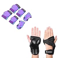 BOSONER Kids Wrist Guards and Knee Pad Protective Gear Set for Roller Skates Cycling BMX Bike Snowboarding Skateboard Inline Skating Scooter Riding Sports (Small, 3-9 Years)