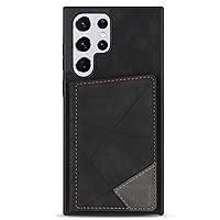 XRJNFHI-Case for Samsung Galaxy S24 Ultra/S24 Plus/S24, Leather Wallet Card Holder Slots Cases Back Flip Kickstand Folio Protective Cover (S24,Black)