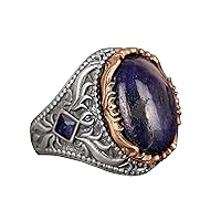 Real Natural Cabochon Sapphire Gemstone Ring, Handmade Ring, Sterling Silver Ring