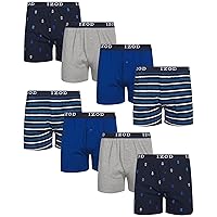 IZOD Men's Underwear - Classic Knit Boxers (8 Pack), Size XX-Large, BlueStripeHeather GreyPrint