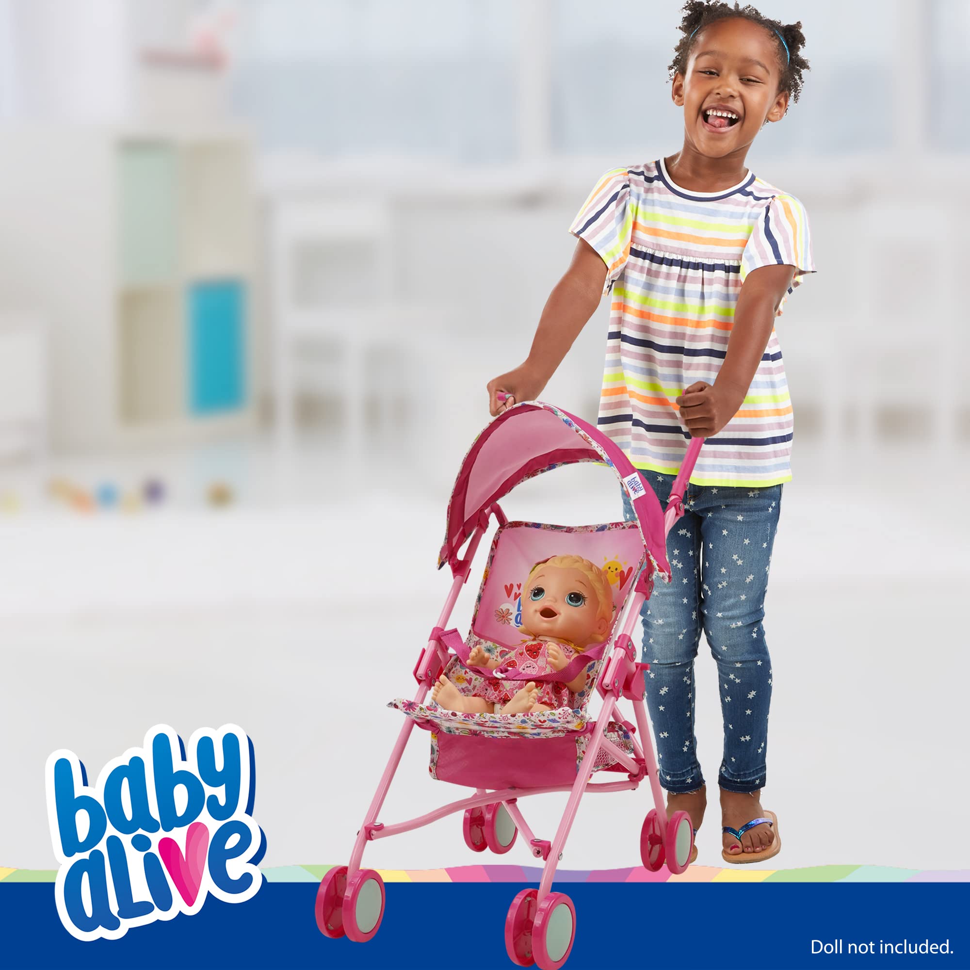 Baby Alive: Doll Stroller - Pink & Rainbow - Fits Dolls Up to 24