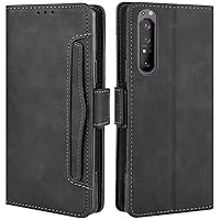 Sony Xperia 1 II Case, Magnetic Full Body Protection Shockproof Flip Leather Wallet Case Cover with Card Slot Holder for Sony Xperia 1 II Phone Case (Black)