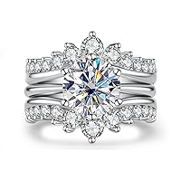 AnuClub Moissanite Engagement Rings Bridal Set 4.52cttw(3CT Center Stone) D Color VVS1 925 Sterling Silver Wedding Promise Ring for Women with Certificate
