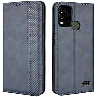 BLU G71 Plus/BLU G71+ Case, Retro PU Leather Magnetic Full Body Shockproof Stand Flip Wallet Case Cover with Card Holder for BLU G71 Plus/BLU G71+ Phone Case (Blue)