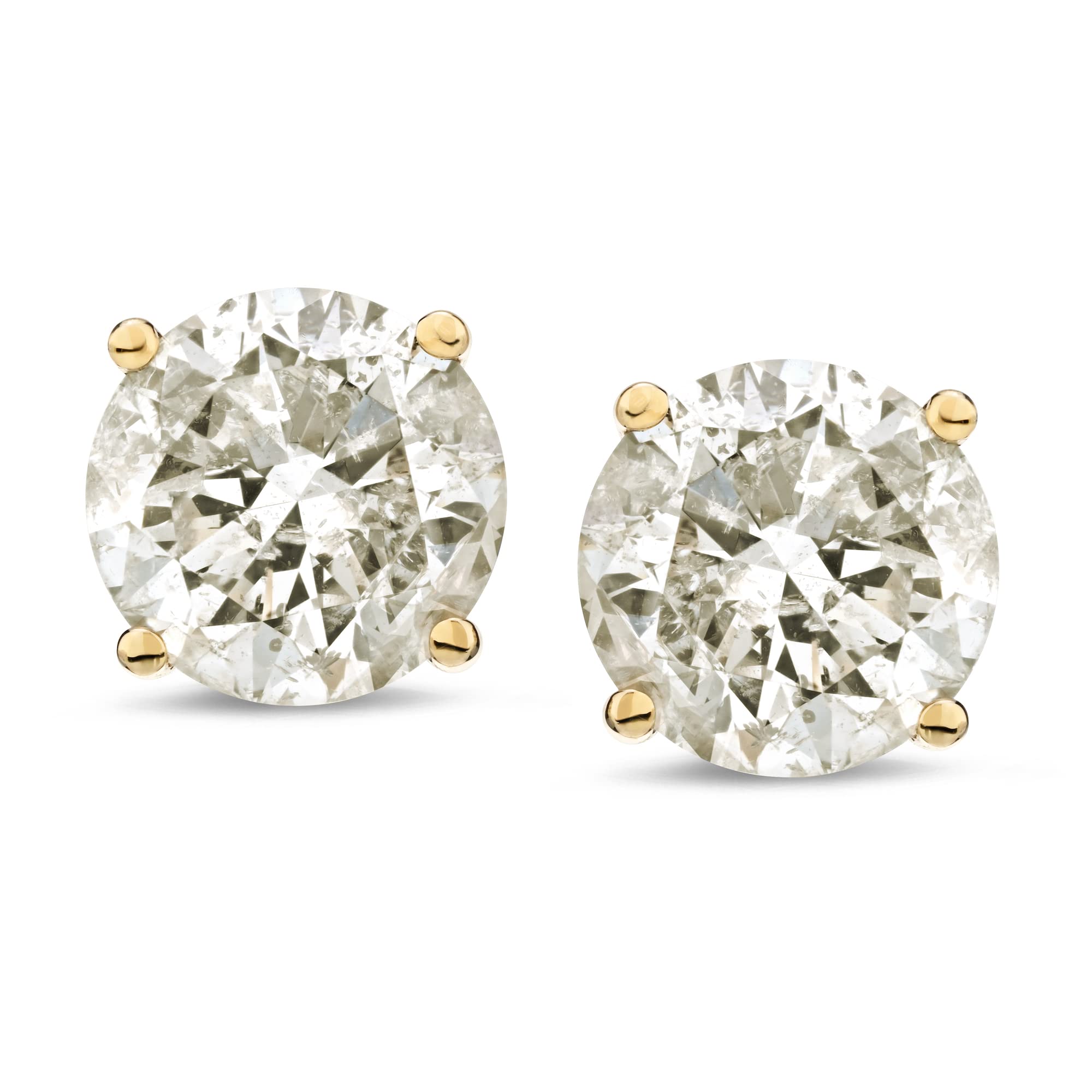 Amazon Collection 14K Gold Round-Cut Diamond Stud Earrings (1/4-2 cttw, J-K Color, I2-I3 Clarity)
