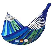 Double Hammock 2 Person Extra Large 220x160cm Total Length 330cm Load 500lb Canvas Cotton Hammock for Patio Porch Garden Backyard Lounging Outdoor and Indoor with Removable Spreader bar