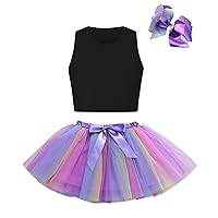 Betusline Cute Birthday Girl Outfit – Tank Tops, Tutu Skirt, Hair Bow – Gifts for Girls Birthday Party