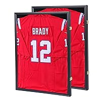 Jersey Frame Display Case Jersey Display Case Jersey Shadow Box with 98% Uv Protection Acrylic and Hanger for Baseball Basketball Football Soccer Hockey Sport Shirt and Uniform,Black-2 Pack